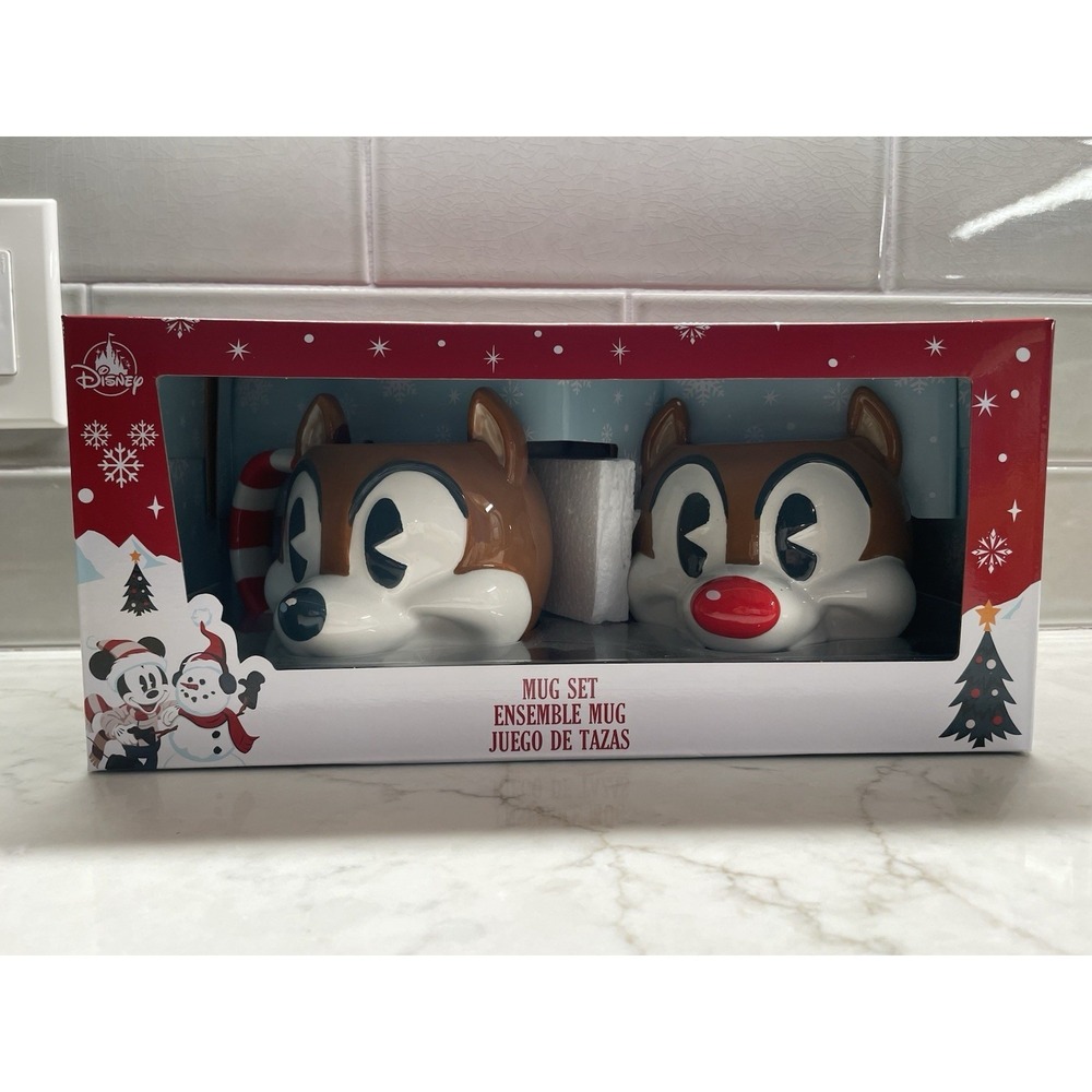 Disney Holiday Lodge Chip 'n' Dale Mug Set Jumbo Mugs New And Sealed - Picture 2 of 7